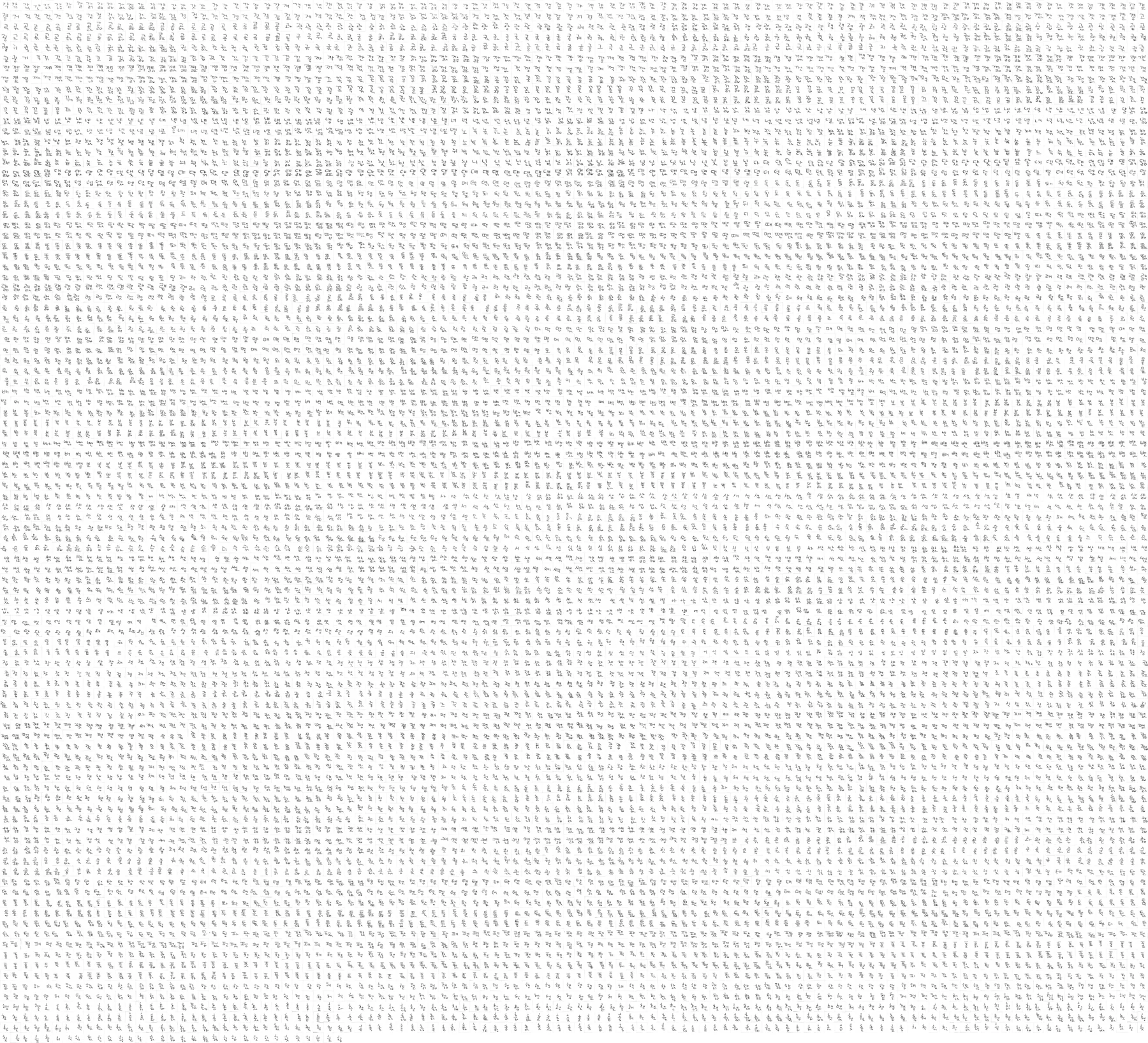 Writer42 실제 손글씨 글자들이 격자 형태로 배열된 몽타주